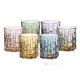 SQUARE Set of 6 authentic modern hand painted water glasses in premium quality glass.