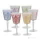 TATTOO Set of 6 authentic hand-painted stemmed water glasses in superior quality glass.