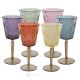 TATUAJE Set of 6 authentic hand-painted stemmed water glasses in superior quality glass.