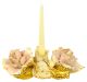 PORTACANDELE ROSA Candle Holders Candlestick Ceramic Artistic Baroque 24k Gold Made Italy