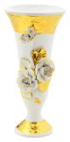 VASO CALICE ROSE Vase Ceramic Artistic Creations Baroque Style 24k Gold Decor Made Italy-White-Gold