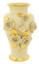 VASO BRIOSO ROSE Vase Ceramic Artistic Creations Baroque Style 24k Gold Decor Made Italy-Cream-Gold