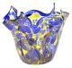 FAZZOLETTO MACCHIE FILI NERI Murano Glass Vase Bowl Gold Leaf Venice Made in Italy