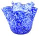 FAZZOLETTO MACETE MURRINE Murano Glass Vase Bowl Silverleaf Murrine Venice Made Italy-Blue