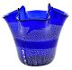 FAZZOLETTO FASCIA ARGENTO Centerpiece Murano Glass Vase Bowl Silverleaf Venice Made Italy-Blue