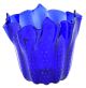 FAZZOLETTO BOLLE Centerpiece Murano Glass Vase Bowl Venice Made in Italy Handcraft -Blue