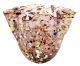 FAZZOLETTO ARLECCHINO Centerpiece authentic Murano blown glass with Murrine and 925 silver leaf Made Italy