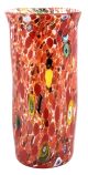 VASO ARGENTO MACETE Murano Vase Glass Silverleaf Murrine Decor Venice Made Italy Handmade-Red