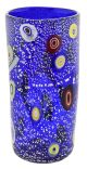 VASO ARGENTO MURRINE Murano Vase Glass Silverleaf Murrine Decor Venice Made Italy Handmade-Blue