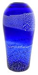 VASO ALTO FASCIA ARGENTO Murano Vase Glass Silverleaf Venice Made Italy Handmade-Blue